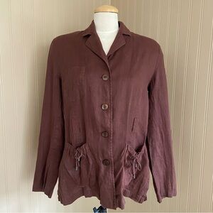 Rodier Gorgeous 100% Linen Lightweight Maroon Jacket Size 42/Large
